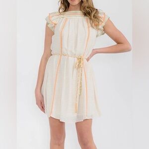 Elegant Cream and Orange Striped Dress